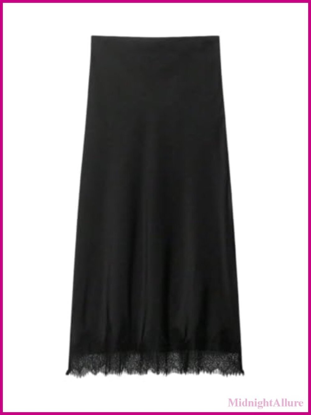 Women's Satin Lace Maxi Skirt Ruffle High Rise Side Zipper A-Line